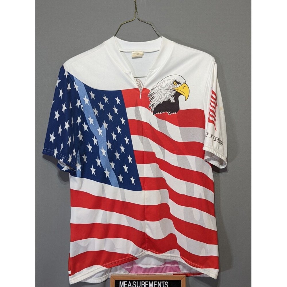 Vintage Aussie Patriotic American These Colors Don't Run Eagle Cycling Jersey 2X